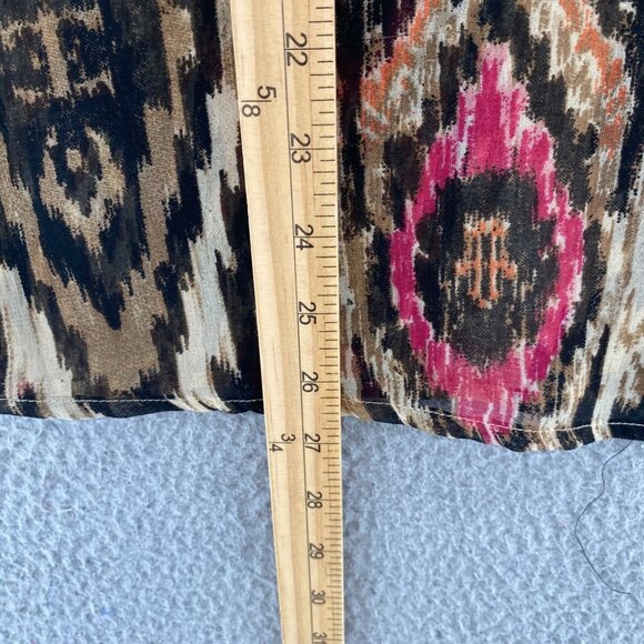 Chicos Top Womens 1 US Medium Brown Multi Ikat Embellished 3/4 Sleeves Blouse - Picture 8 of 9